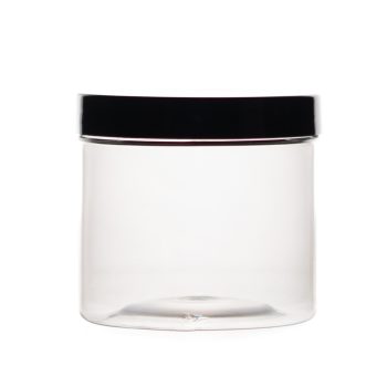 200 ml plastikinis indelis su juodu dangteliu ir EPE tarpine